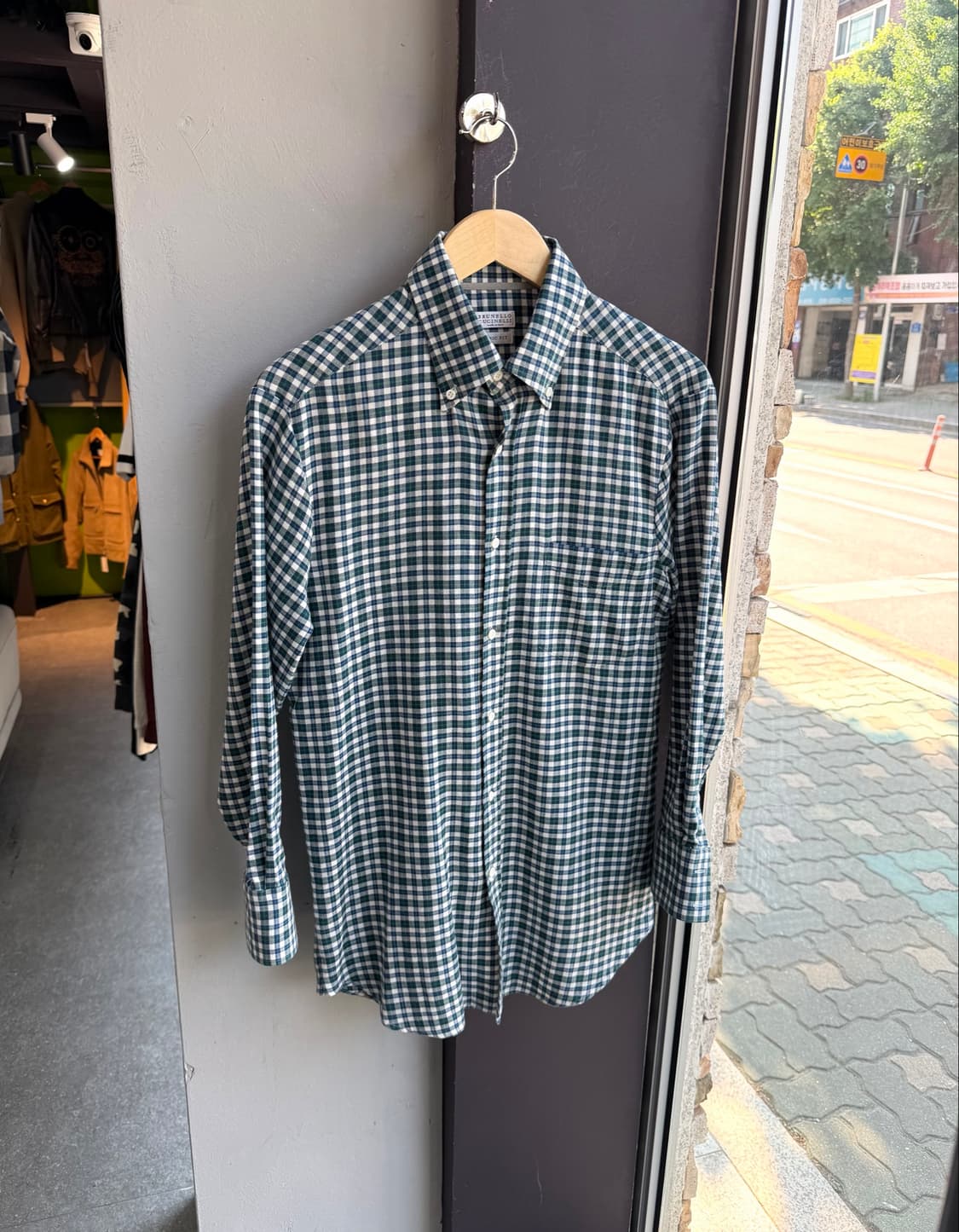 XS/ 브루넬로 쿠치넬리 버튼다운 글렌 체크셔츠 상품이미지2