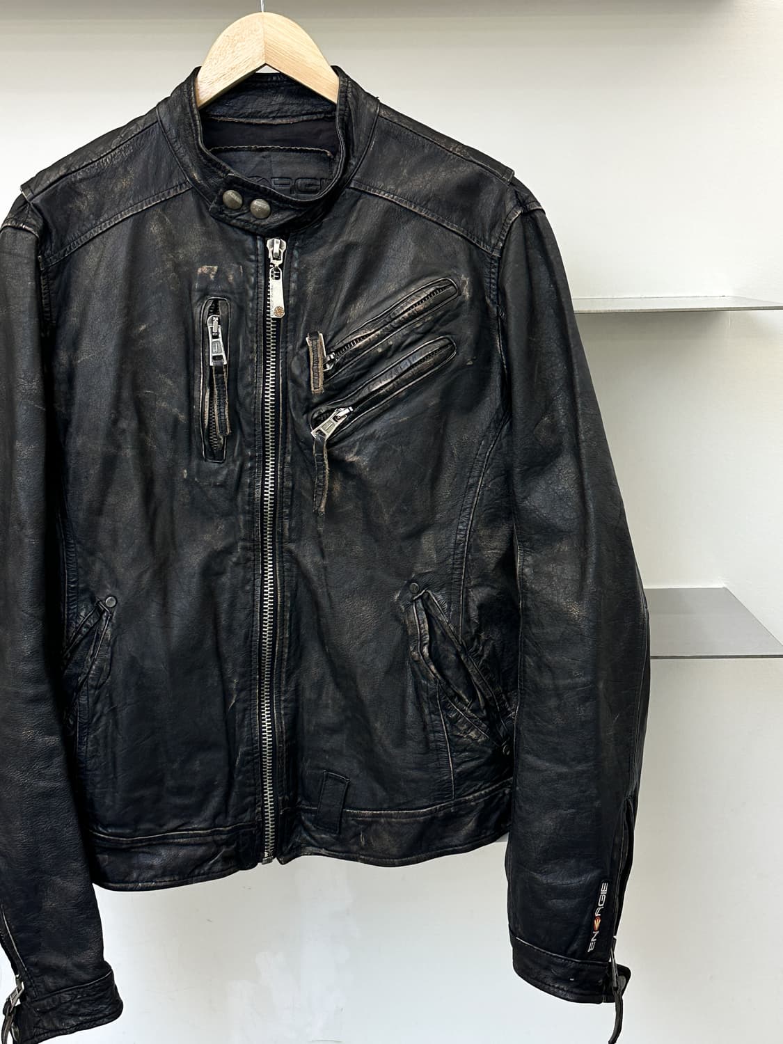 Energie 이태리 페이드 바이커 레더 자켓 상품이미지2