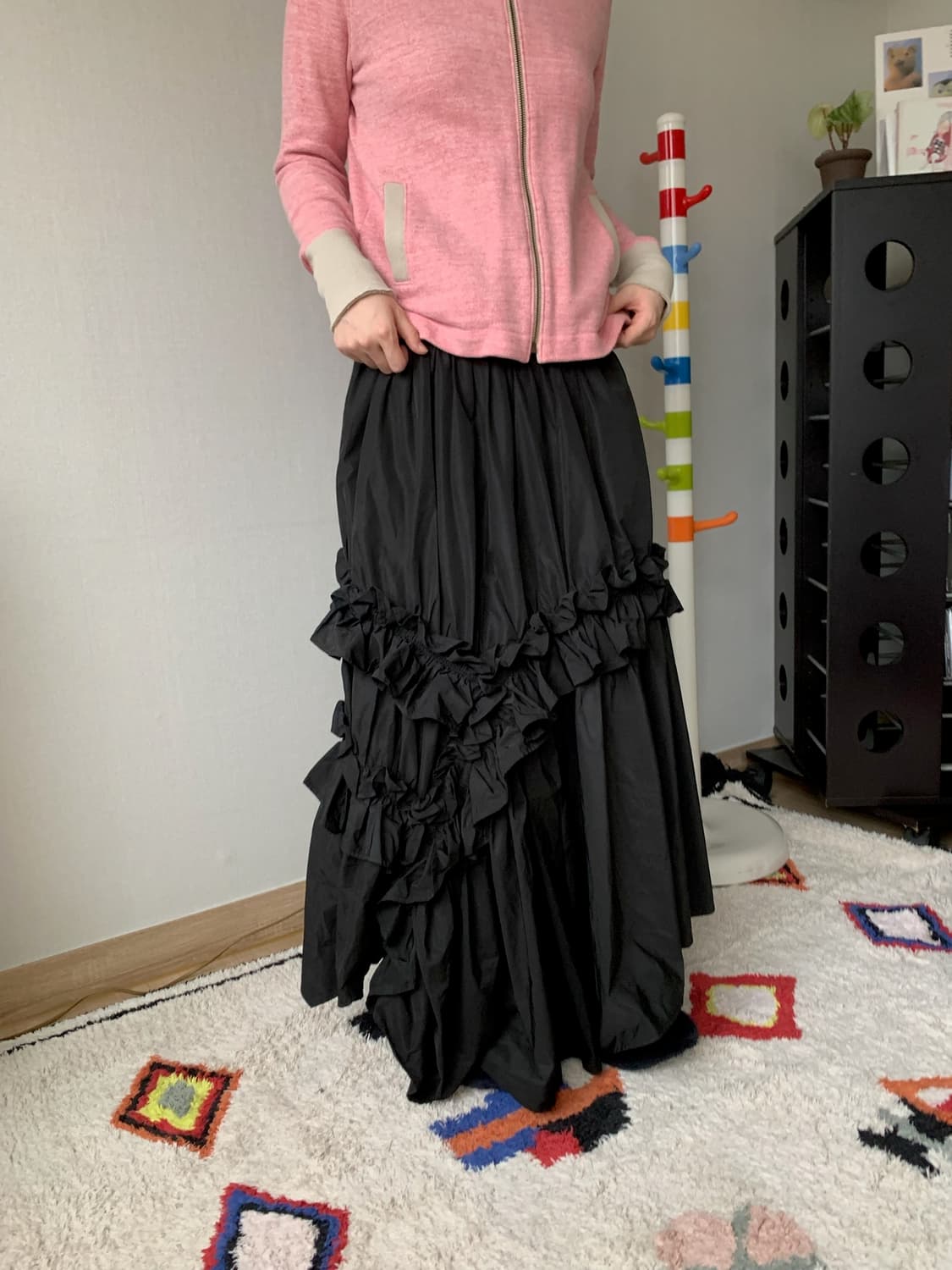 japanese vintage, frill maxi skirt 상품이미지5