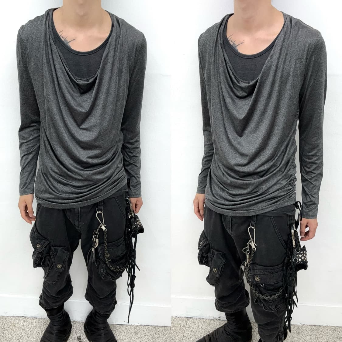 Schlussel drape unbalanced layered cut s 상품이미지1