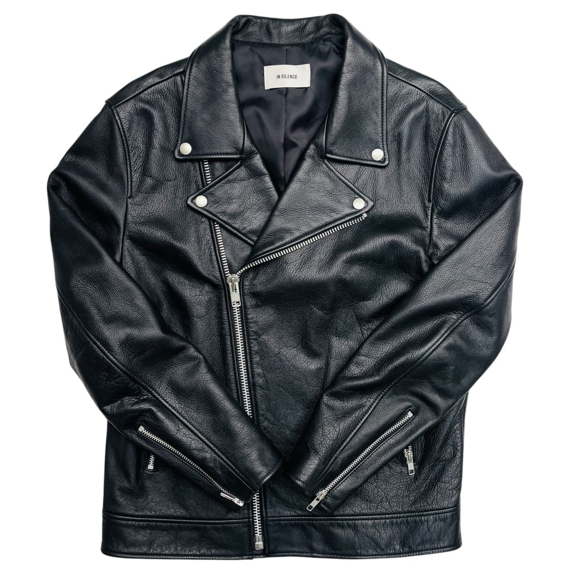 인사일런스 비대칭 블랙 레더 자켓 L 상품이미지1