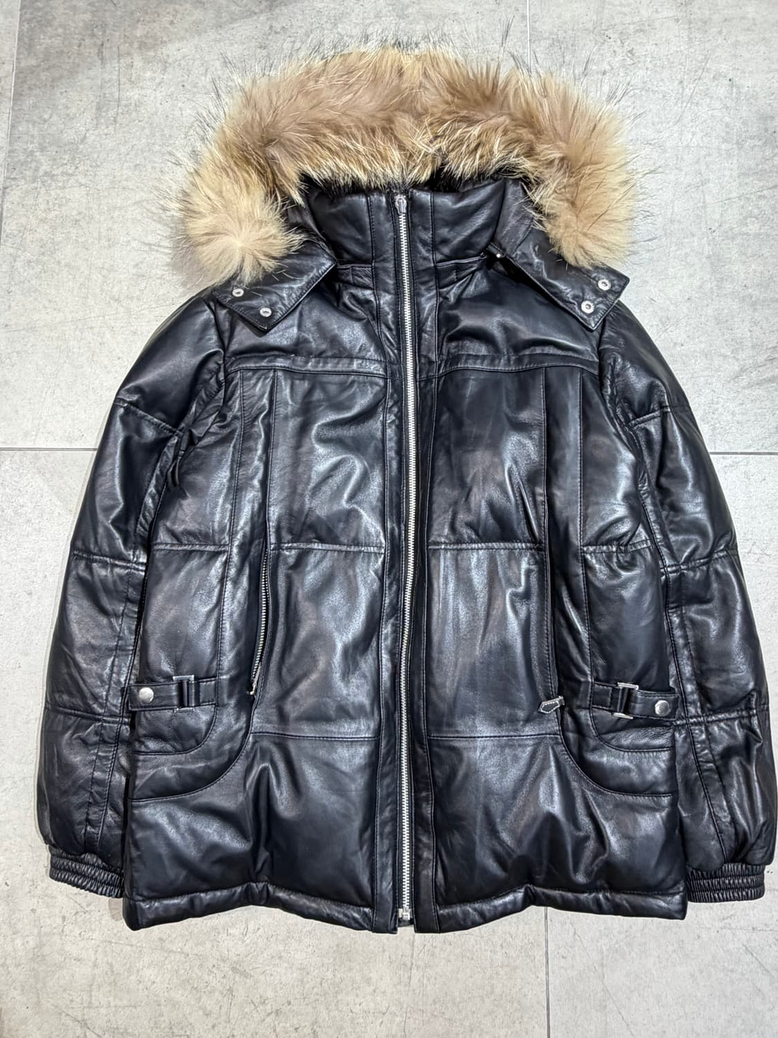 Male & co 양가죽 레더 패딩 자켓 상품이미지1