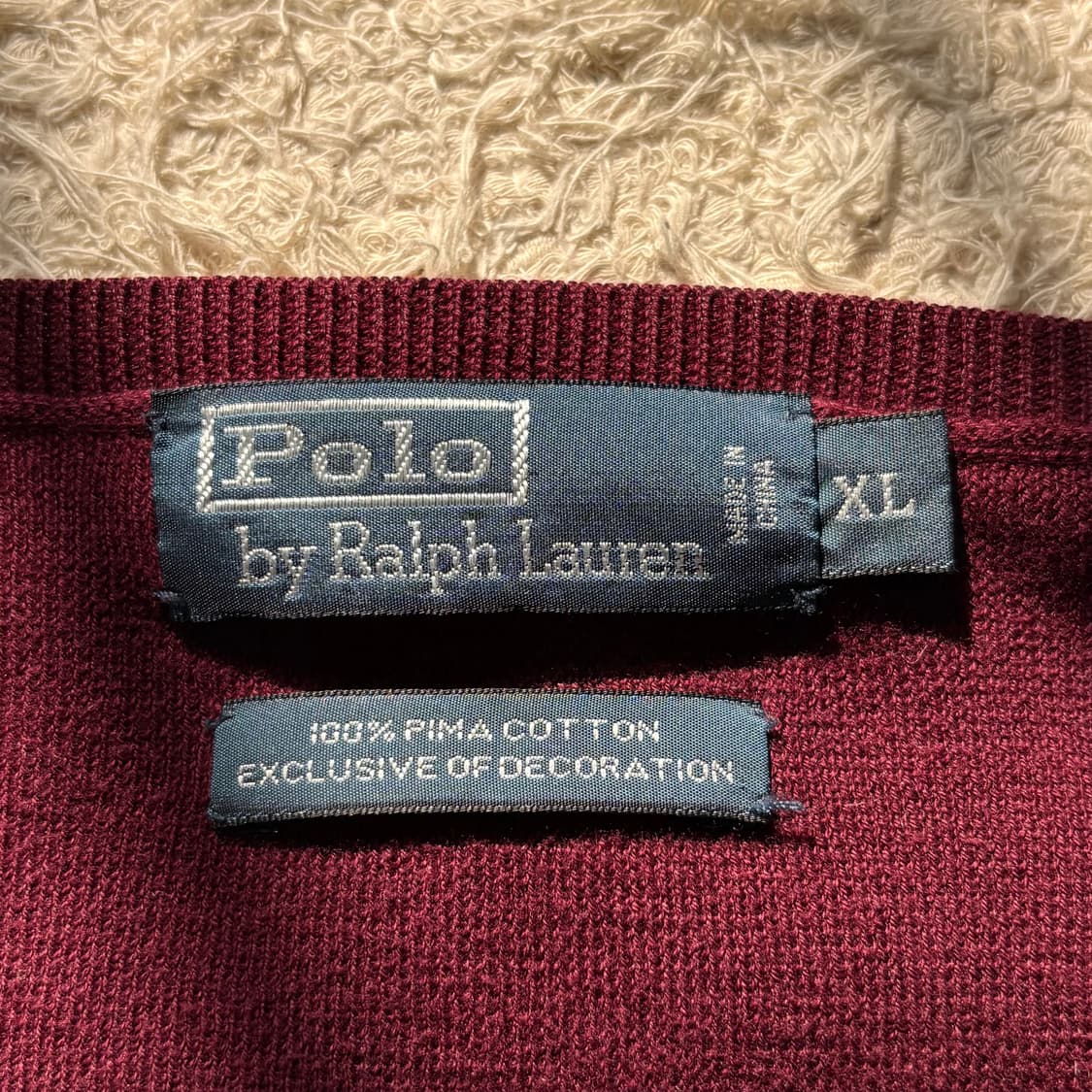 폴로 랄프로렌 버건디 브이넥 니트 XL 상품이미지7