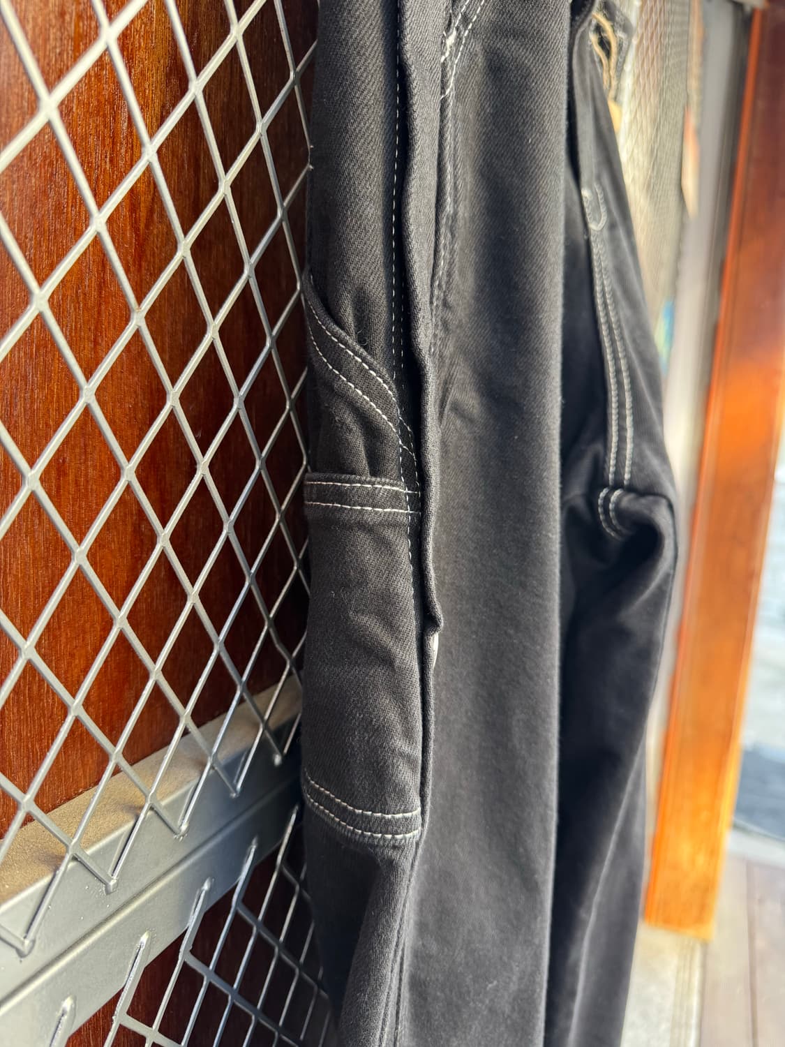 zara 자라 스냅버튼 카펜터 와이드 블랙 스티치 데님 팬츠 30 상품이미지3