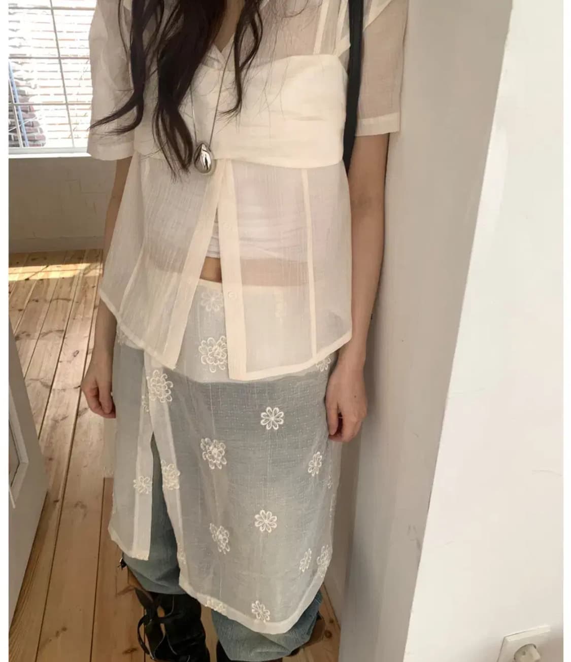 릿킴 half shirt 아이보리 상품이미지1