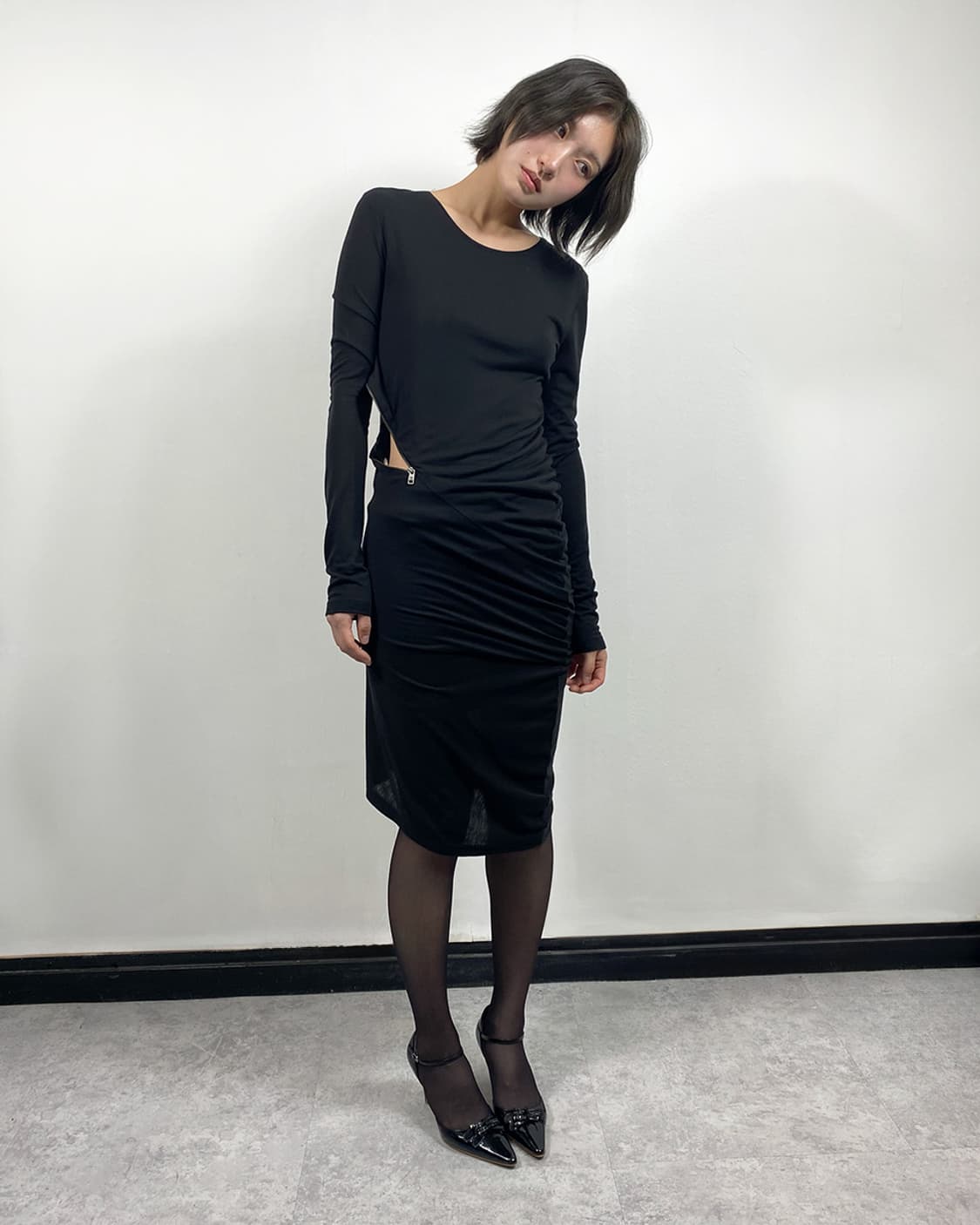 알렉산더 맥퀸 지퍼 디테일 드레이프 원피스 상품이미지4
