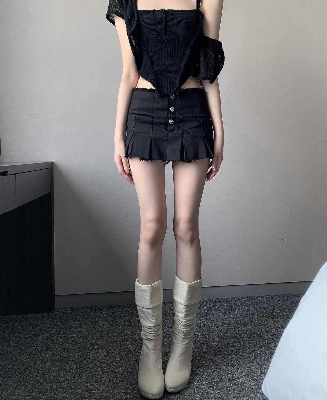 스젠 Leni button low waist skirt 스커트 상품이미지1
