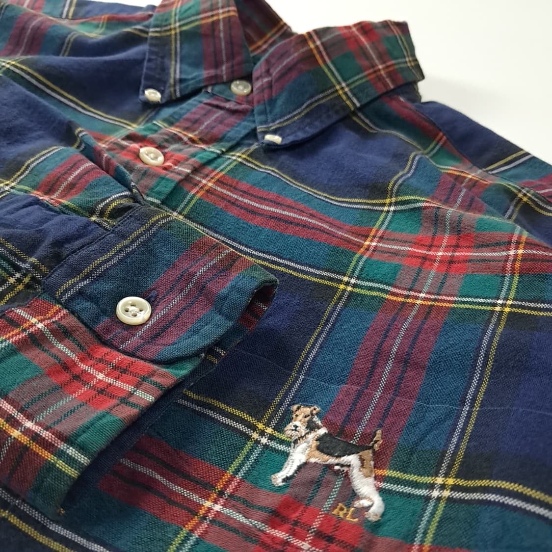 CK538 M 폴로 90s 강아지RL자수 프레피 타탄체크 셔츠 남방 상품이미지4