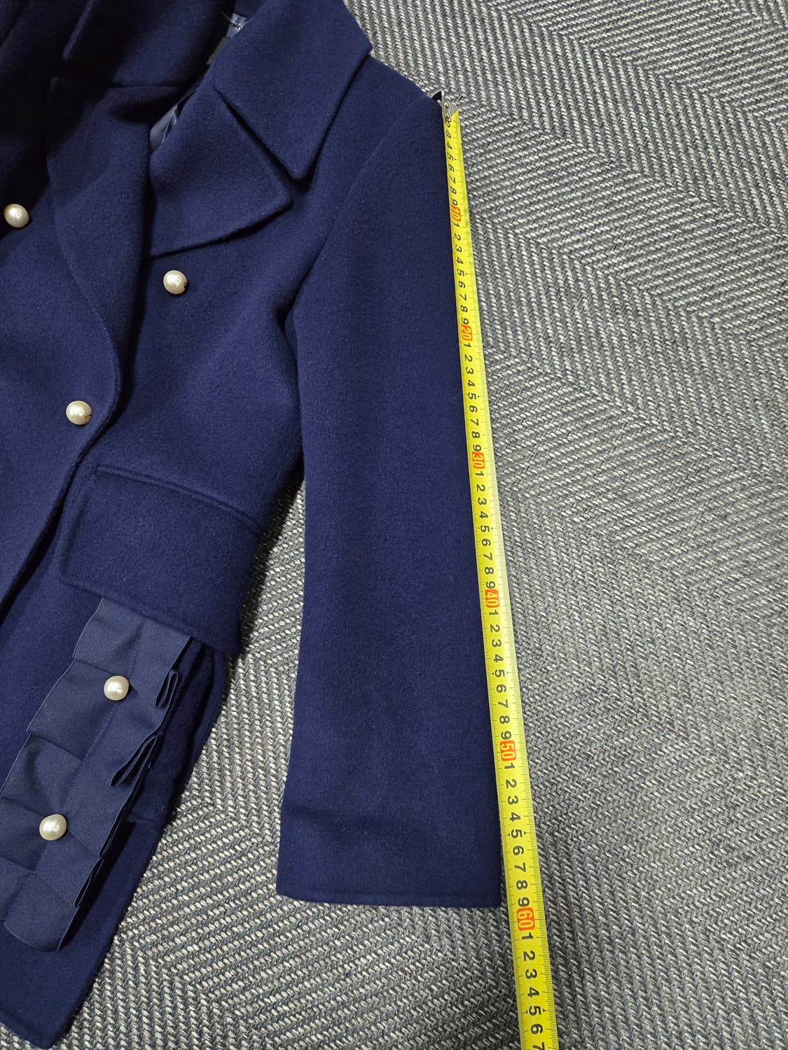 한섬 오즈세컨 O'2nd 네이비 하프코트 모90%캐시미어10%코트 상품이미지8