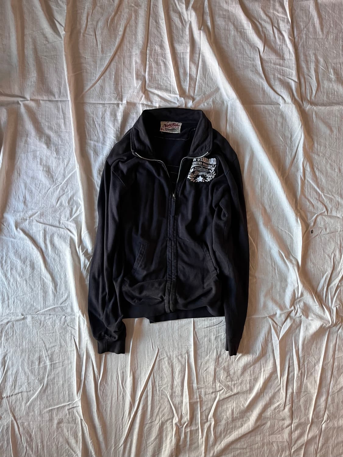 Vintage Patch Print Zip-Up Jacket 상품이미지1