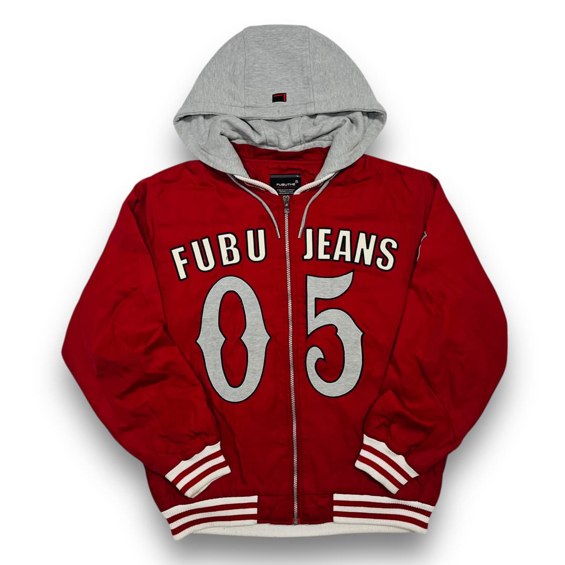 후부 진스 00s 올드스쿨 05 빅로고 레드 후디 집업 상품이미지1