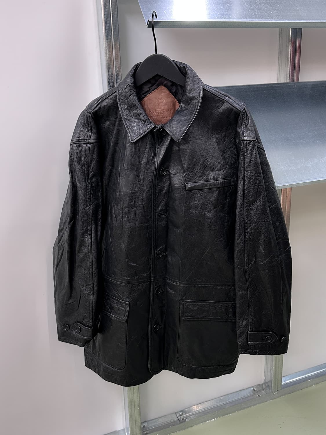 black leather half coat 상품이미지5