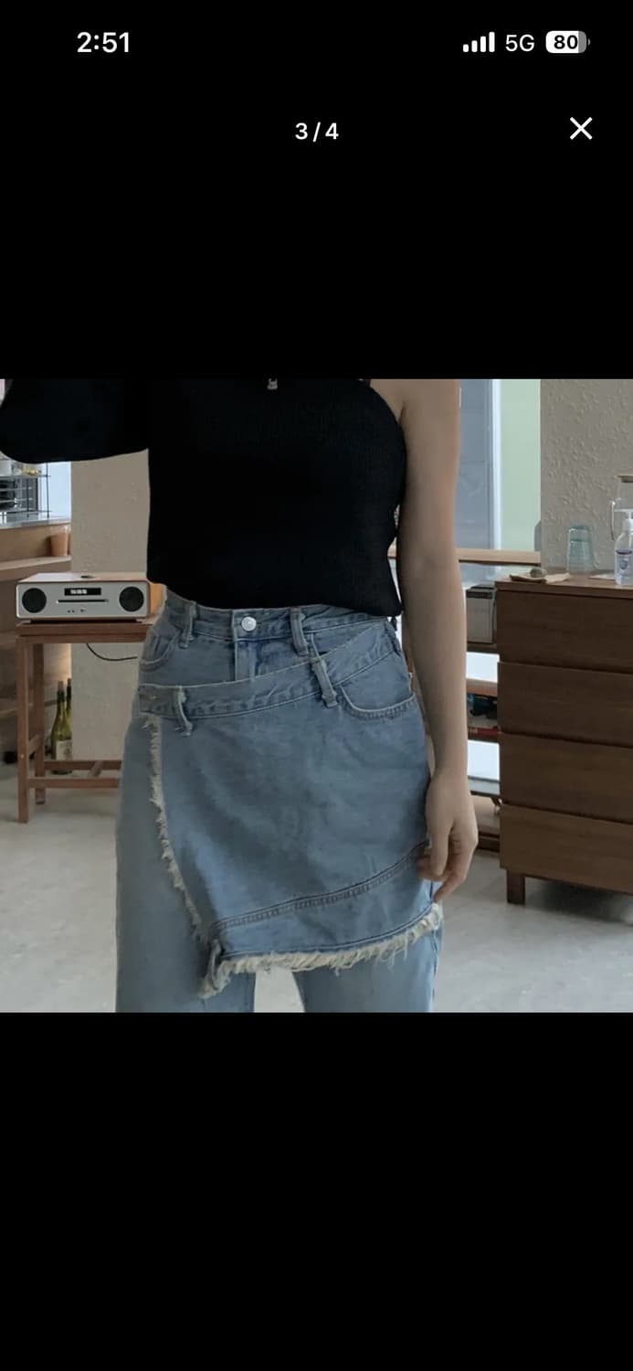 랩 스커트 데님 레이어드 팬츠 상품이미지1