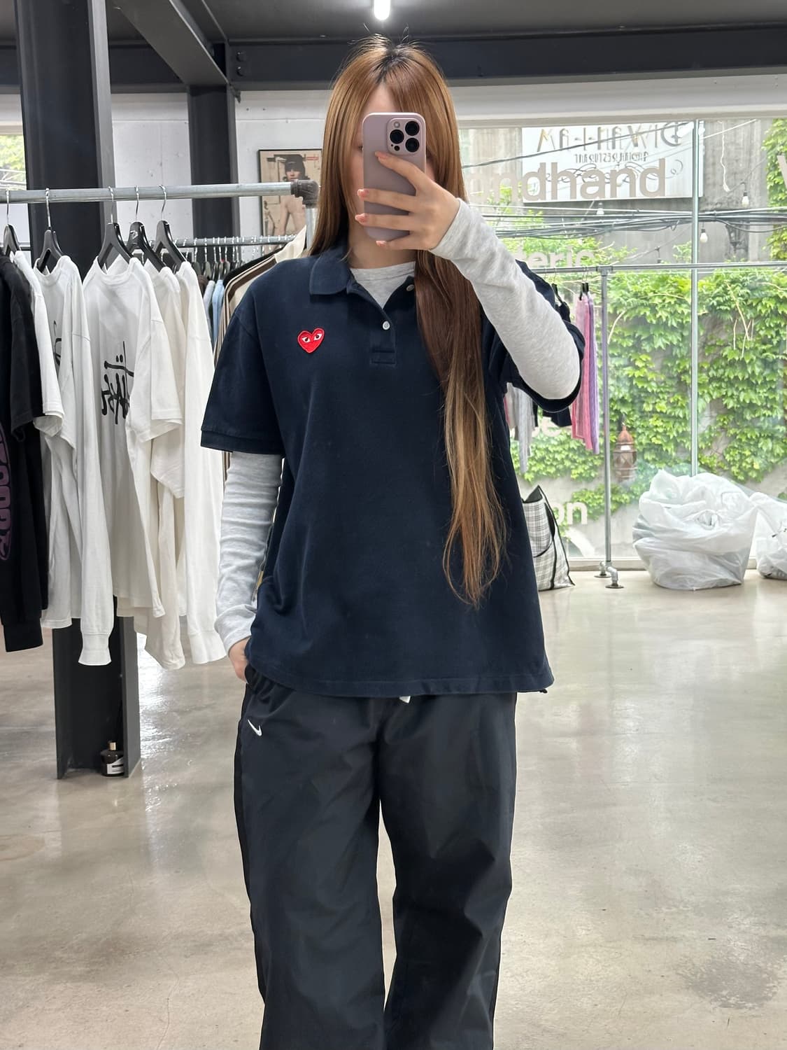 꼼데가르송 플레이 하트 Pk반팔티 네이비 상품이미지3