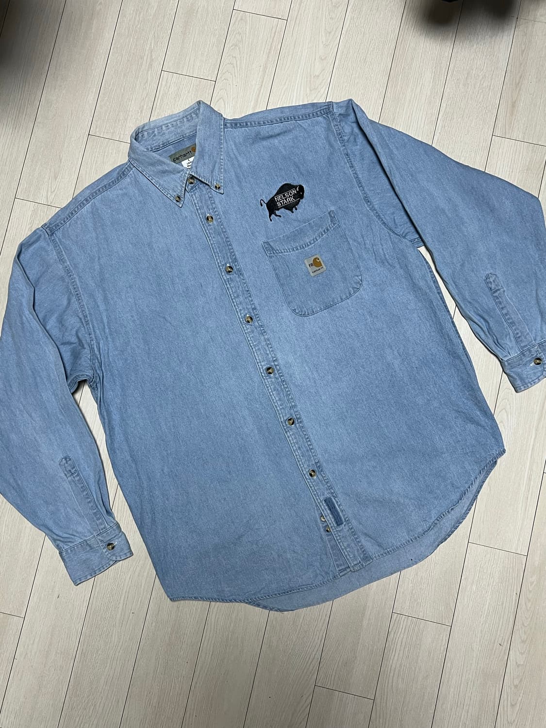 칼하트 FR 데님 셔츠 Nelson Stark 콜라보 L사이즈 상품이미지1
