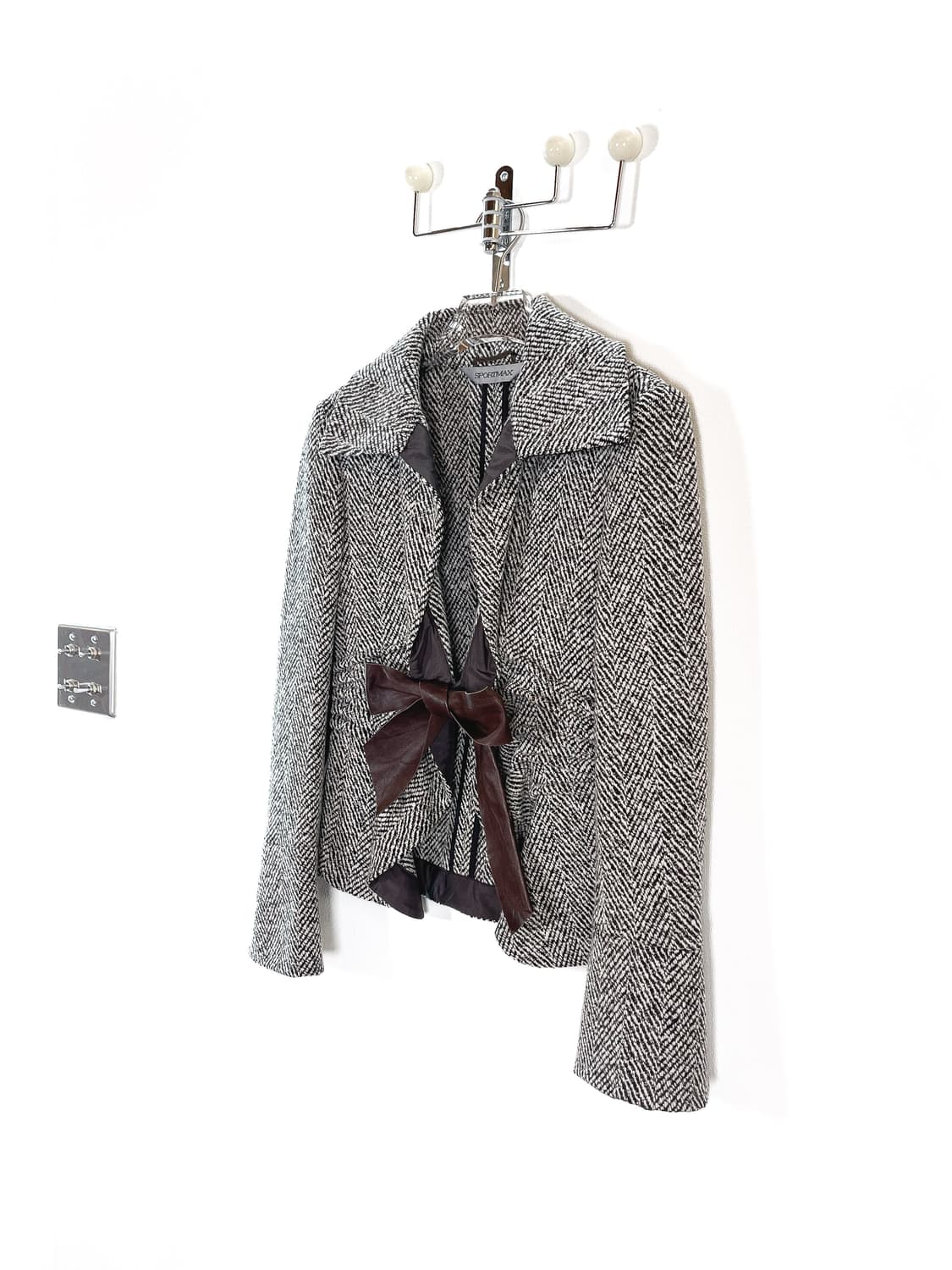 막스마라 캐시미어 울 레더 리본 자켓 상품이미지1