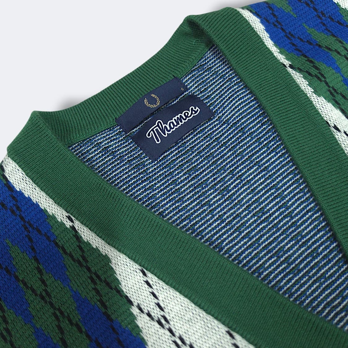 [S] 프래드페리 X 템즈(Thames) 콜라보 아가일 가디건 상품이미지8