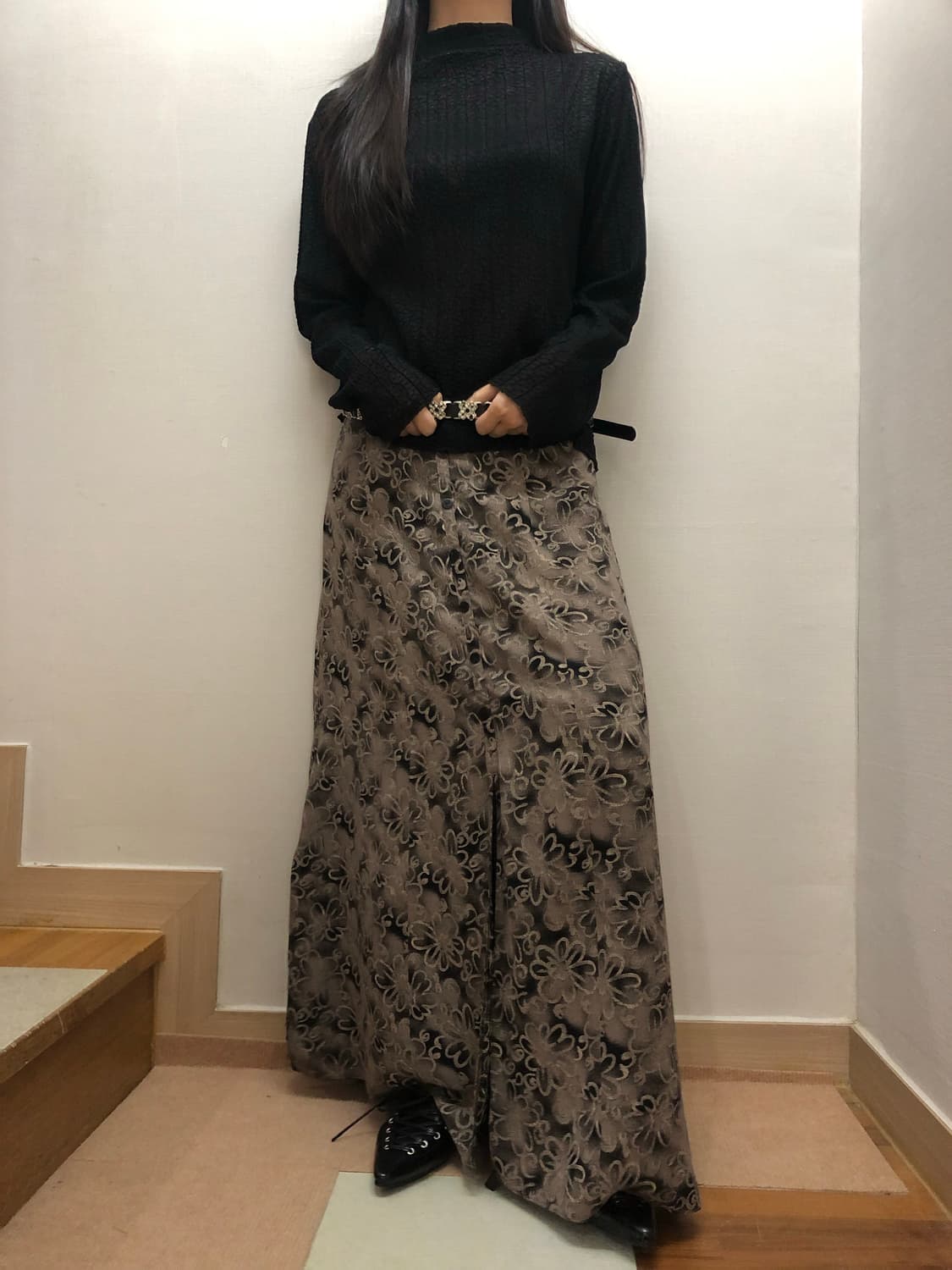 빈티지 브라운 오리엔탈 롱 스커트 상품이미지2