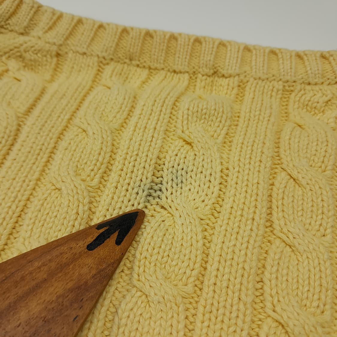 CL377 XL 엘엘빈 90s 코튼 케이블 레몬옐로우 니트 스웨터 상품이미지6