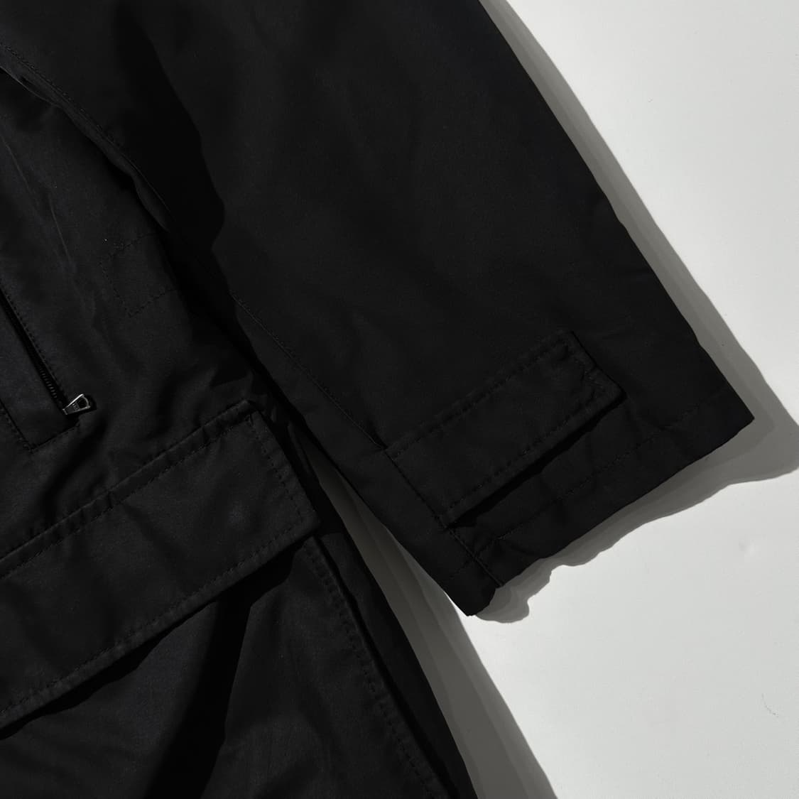 란스미어 레더 트림 싱글 집업 자켓 블랙 상품이미지9