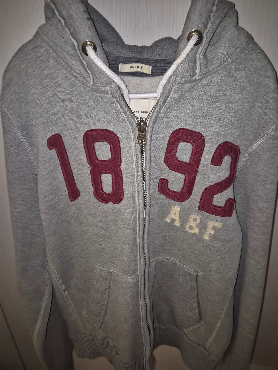 아베크롬비 1892 그레이 머슬핏 후드집업 M 상품이미지3