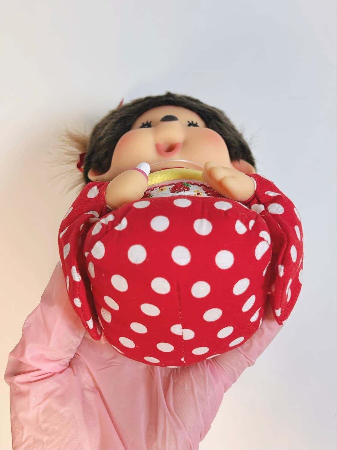 [레어] 도트•딸기 기모노 몬치치 앉은인형 🍓 상품이미지6