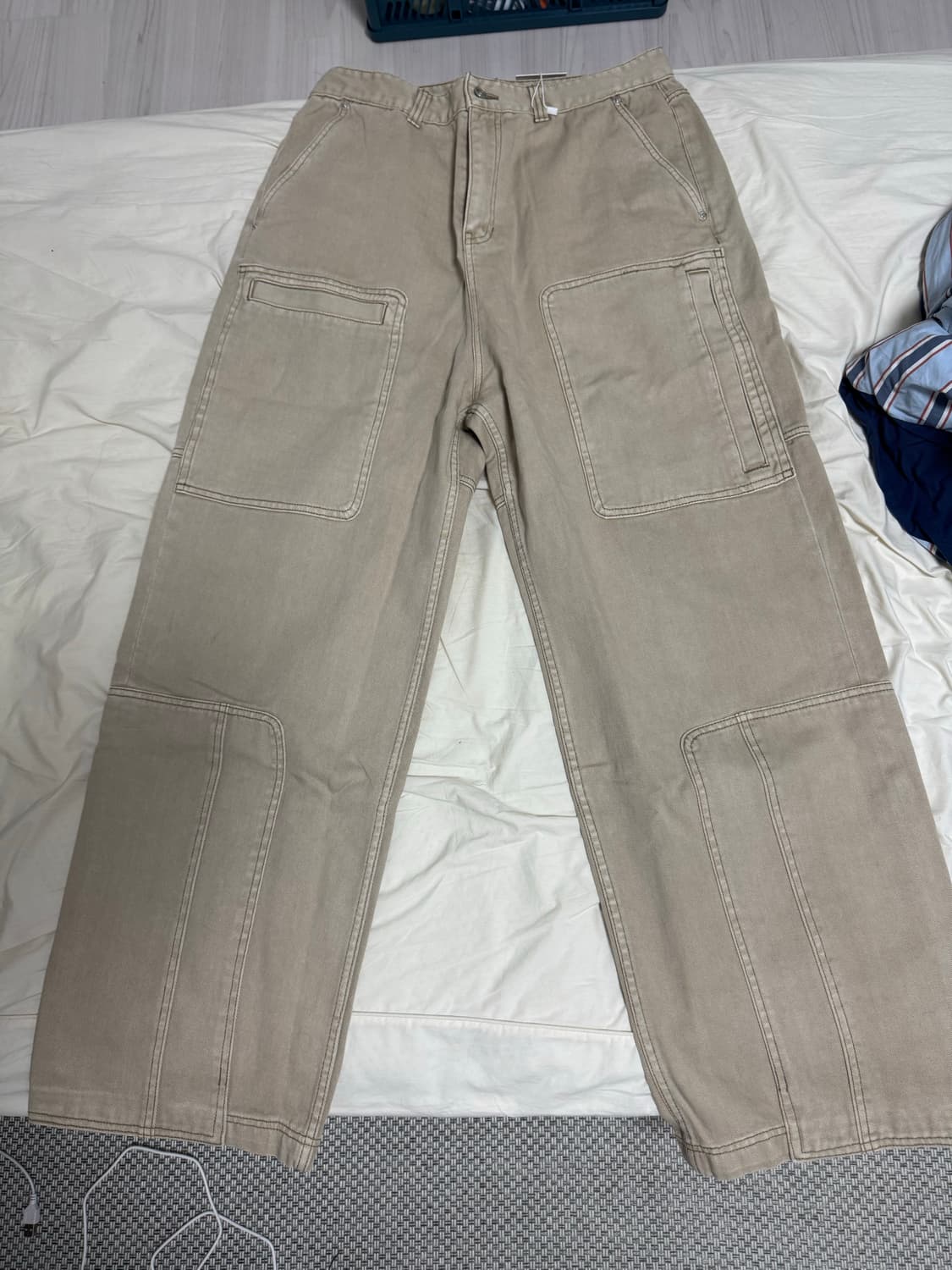 [L]헤더헬렌 가먼트 베이지 카고팬츠 새상품 상품이미지5