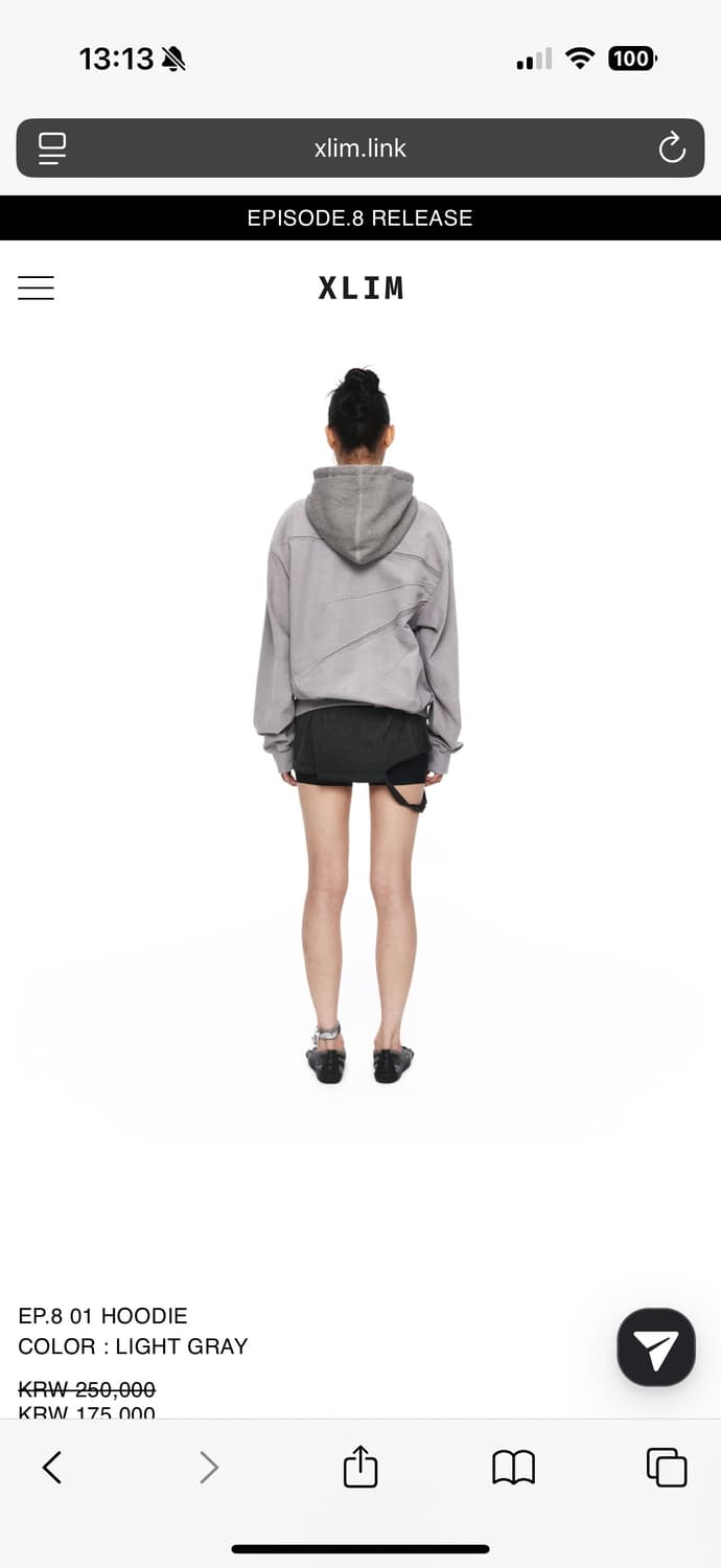 엑슬림 xlim ep8 01 후디 라이트 그레이 S 상품이미지4