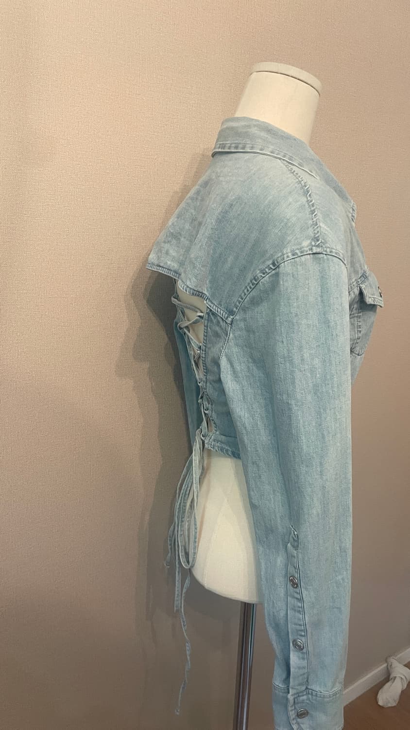 백 스트랩 포인트 코튼 청자켓 상품이미지3