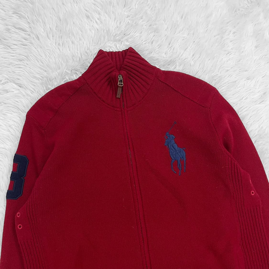 폴로 랄프로렌 빅 포니 니트 집업 레드 상품이미지3