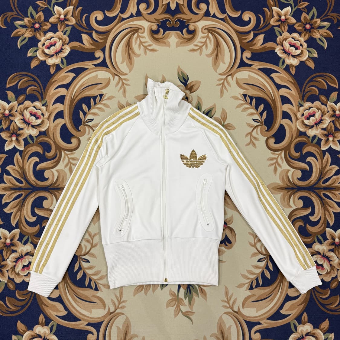 (우먼즈S)00s아디다스 글리터 트랙탑 져지(화이트,흰금) 상품이미지1