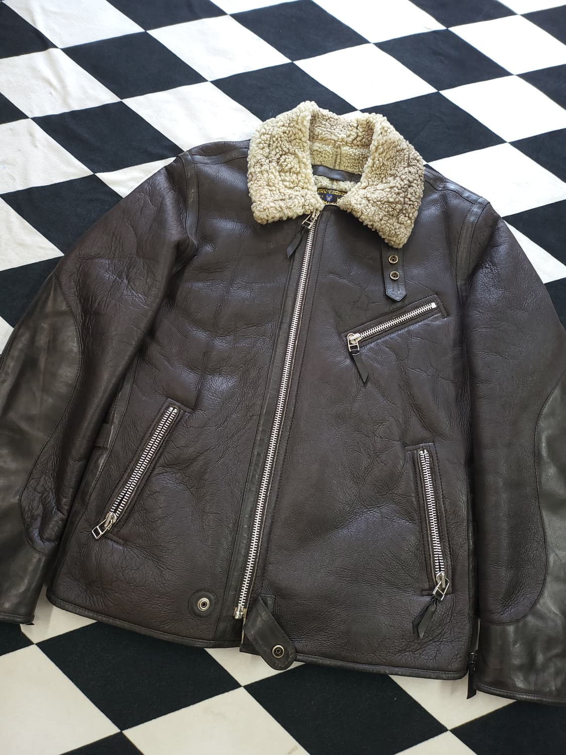 아메코 B-3 양가죽 무스탕 자켓 L 상품이미지5
