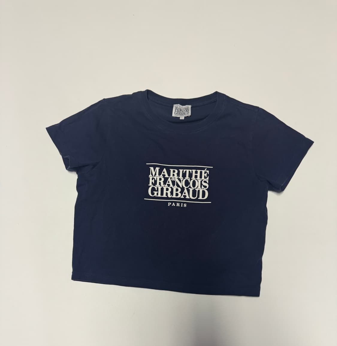 여성 마리떼 프랑소와 저버 빅 로고 크롭 반팔 티셔츠 M 네이비 상품이미지1