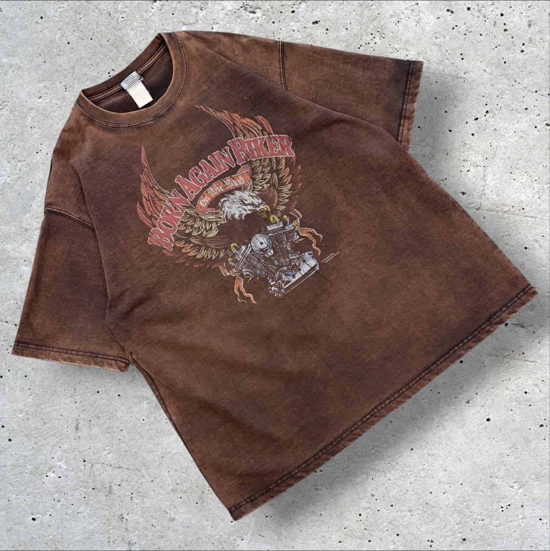 [L] 아웃스탠딩 빈티지 워싱 반팔 티셔츠 브라운 D914 상품이미지1