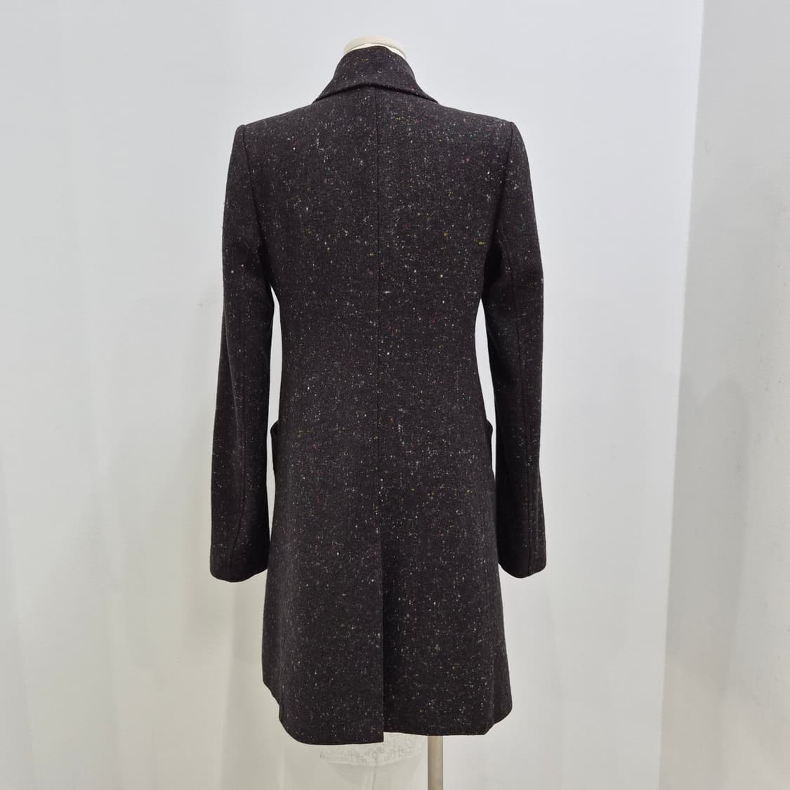 theory 울 실크 캐시미어 혼방 브라운 멀티컬러 더블 코트 상품이미지3