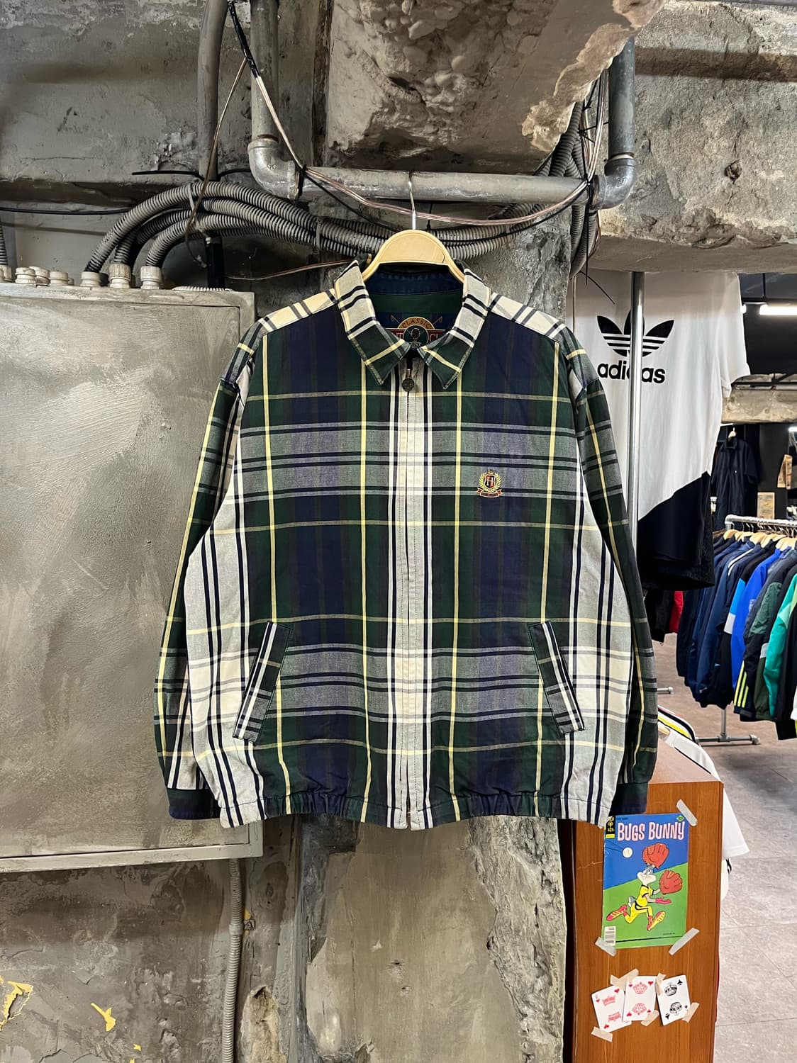 헌트클럽 체크 블루종 자켓 그린 100 #csz2792 상품이미지1