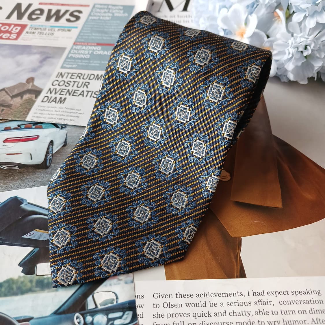 닥스 실크 네이비 패턴 넥타이 10.1cm A+등급 A19736
 상품이미지4