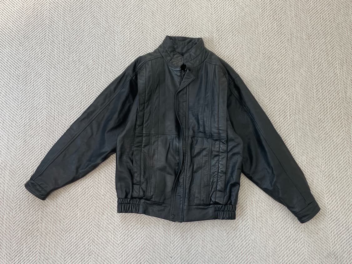 빈티지  봄버 블루종 레더 자켓 J03928 상품이미지2