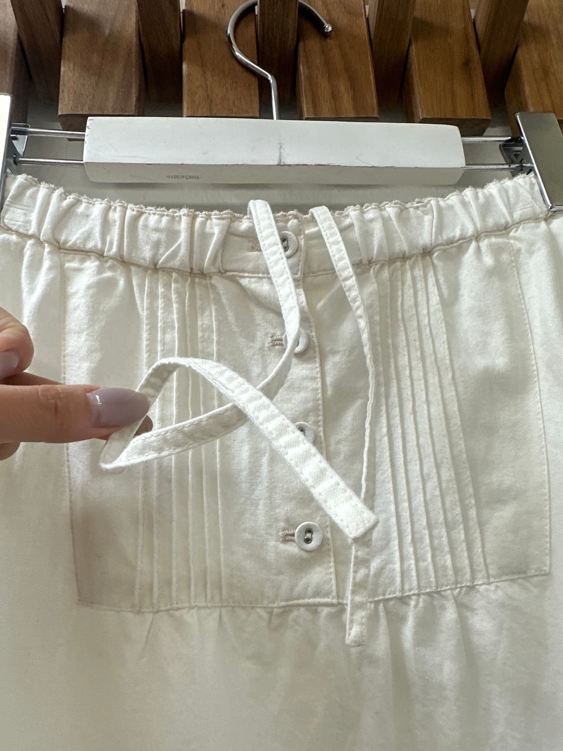 일본빈티지 코튼 핀턱 싸개버튼 플라워 레이스 자수 펀칭 디테일 스커트 상품이미지6