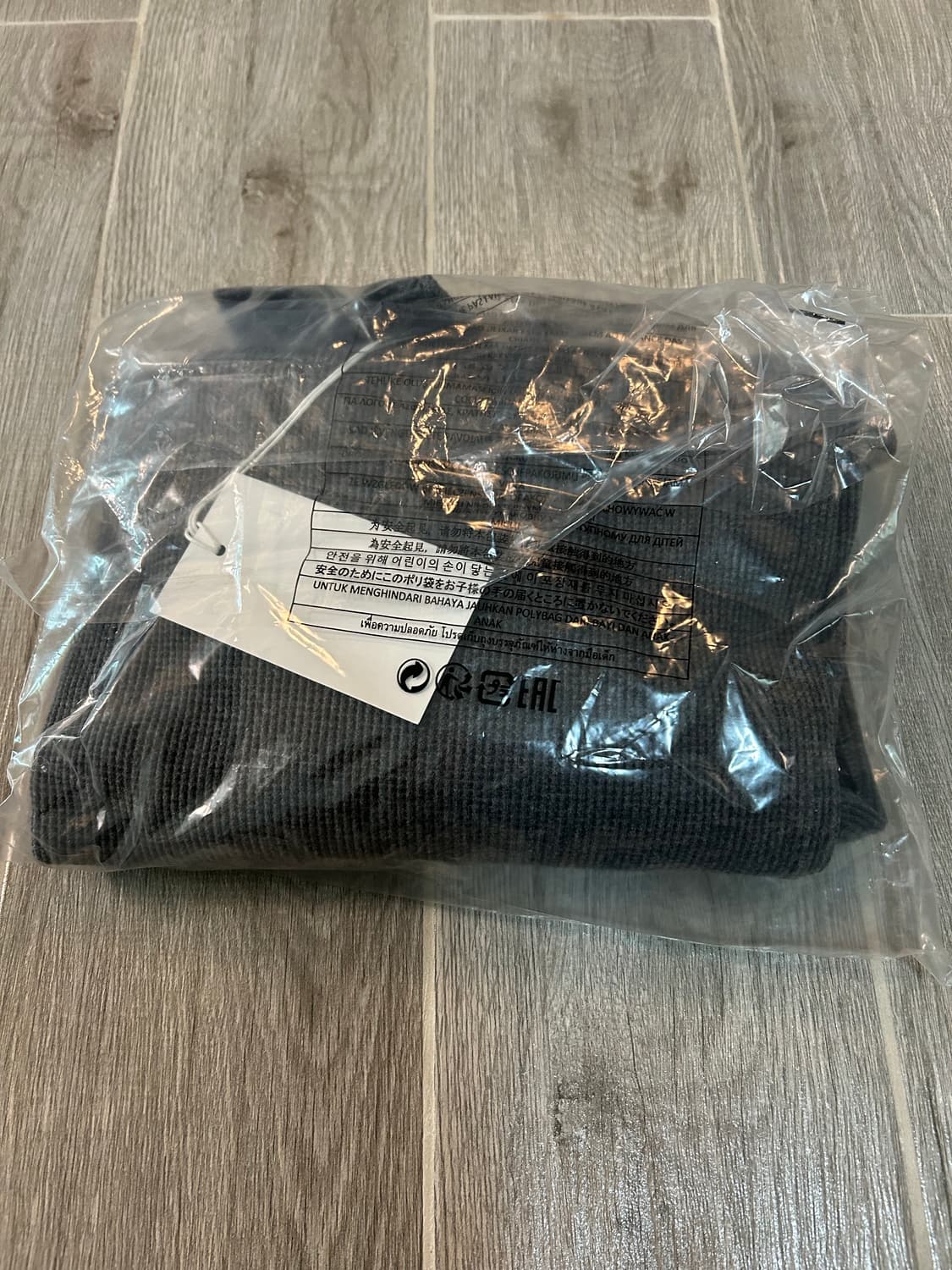 자운드 jjjjound 와플 롱슬리브 챠콜 xl 새상품 상품이미지3