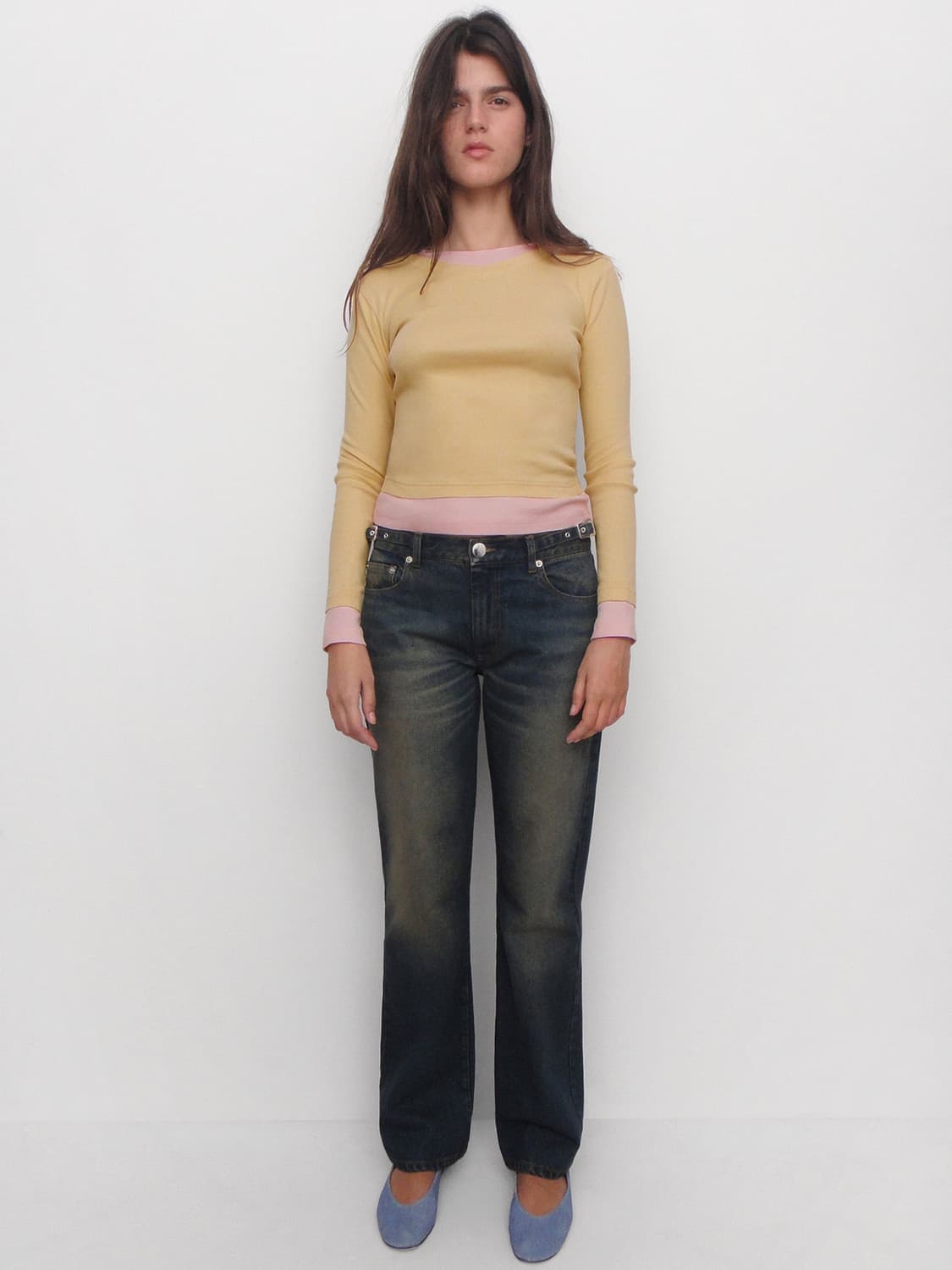 [S,M]기마구아스 Samm 레이어드 티셔츠/옐로우 상품이미지3