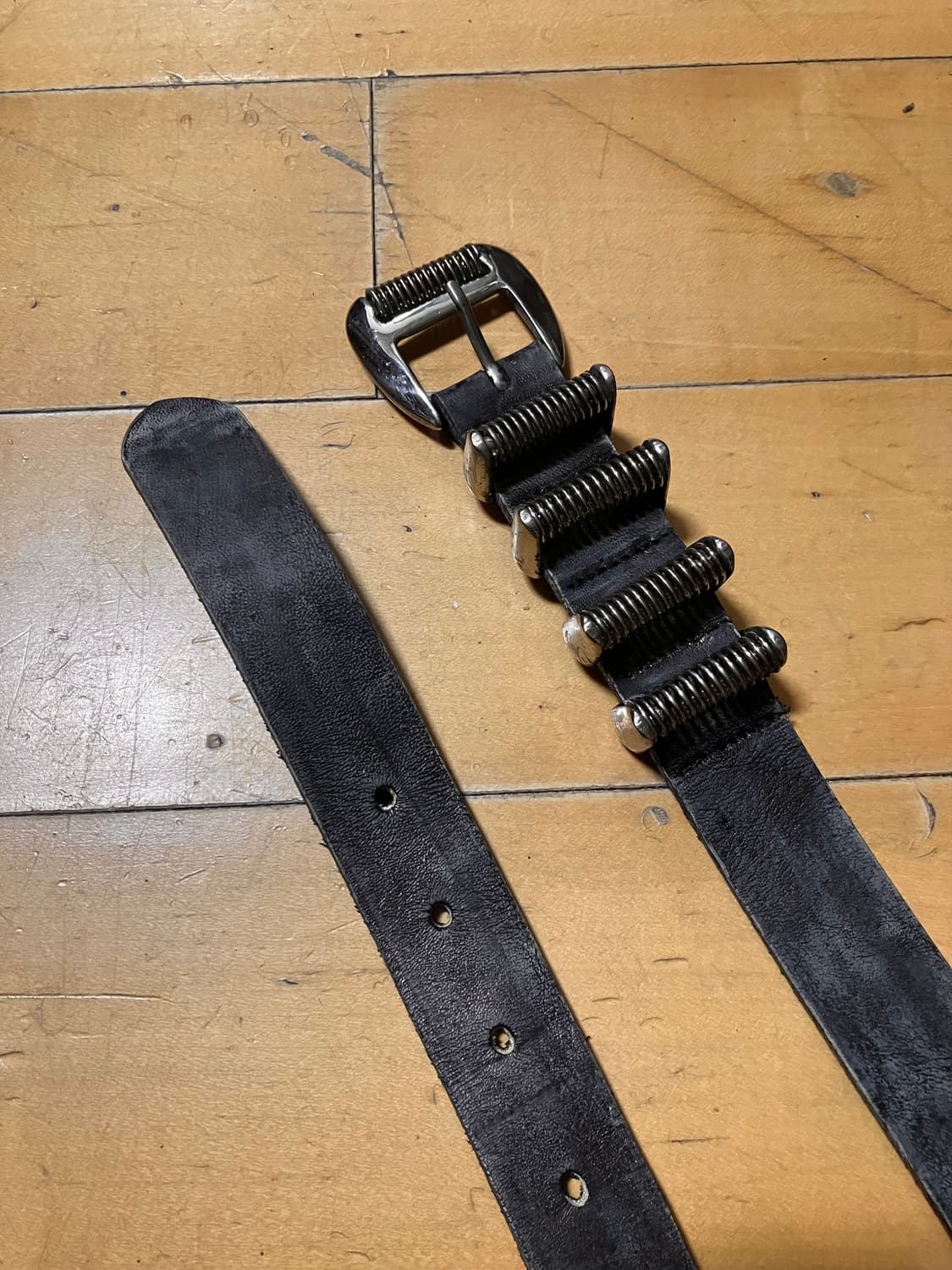 Japanese 90s 포 체인 링 버클 워싱 레더 벨트 상품이미지2