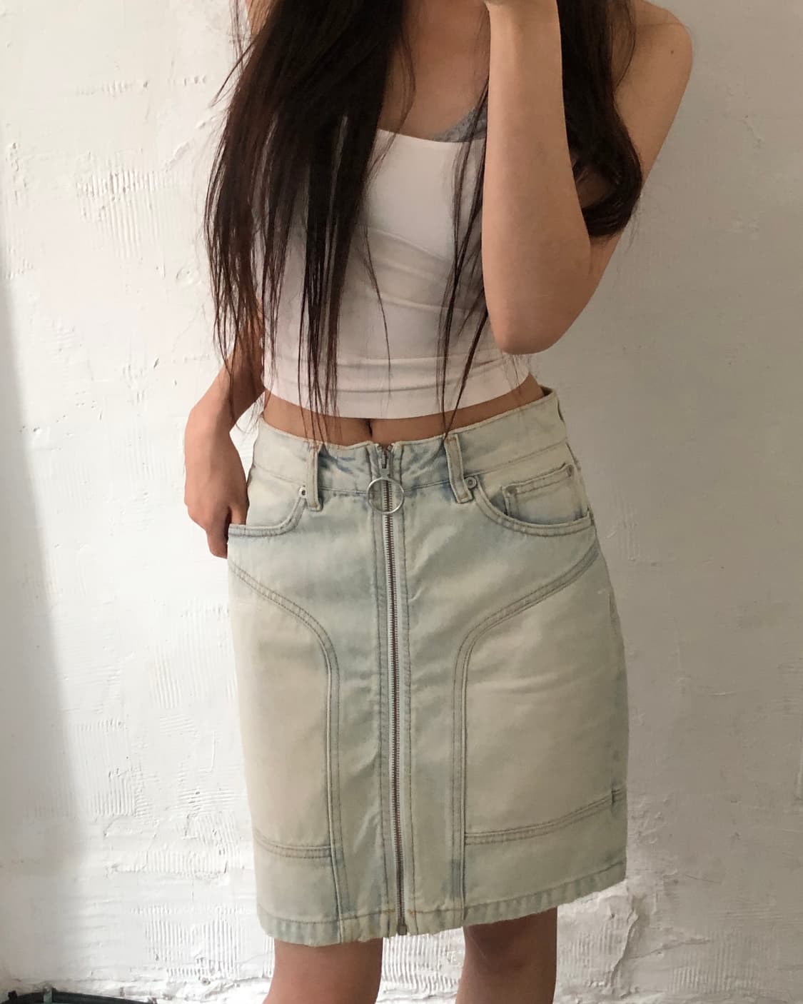 Off-White 오프화이트 블리치 다이 데님 스커트 상품이미지2