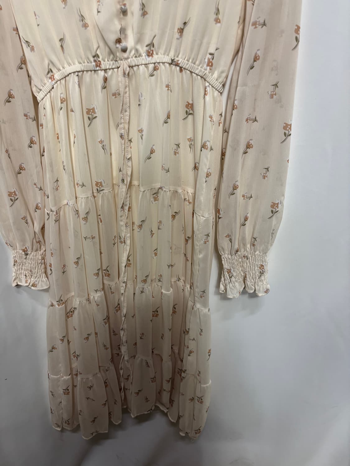 브이넥 플로럴 쉬폰 롱 원피스 상품이미지3