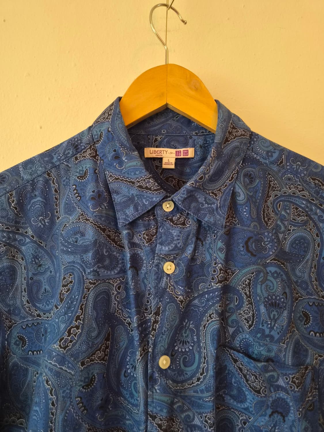 유니클로*리버티 남성 에스닉블루반팔셔츠 L사이즈 상품이미지1