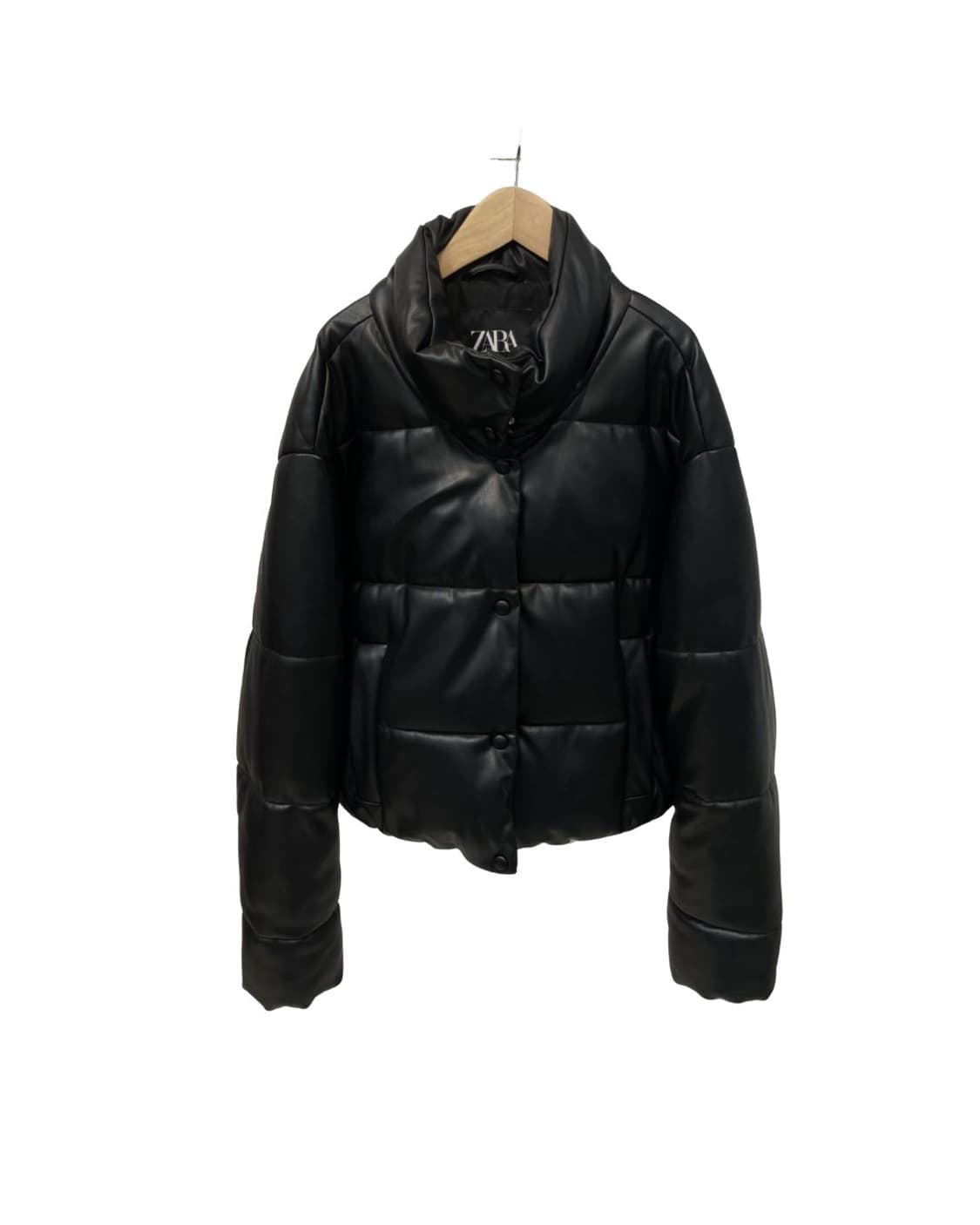 자라 블랙 레더 크롭 패딩 L 상품이미지1