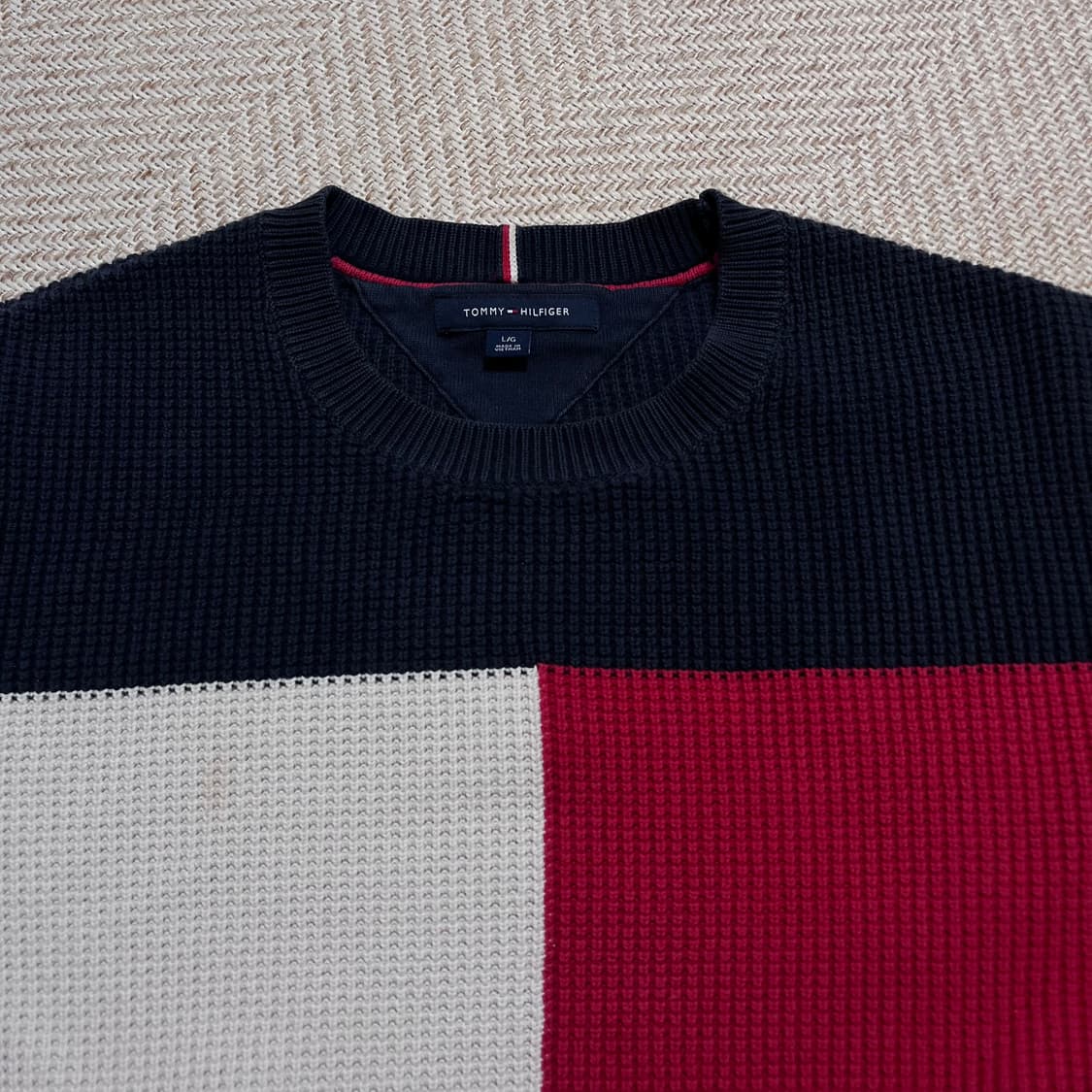 [정품] 타미 네이비 빅로고 라운드 니트 [ L ] 상품이미지3