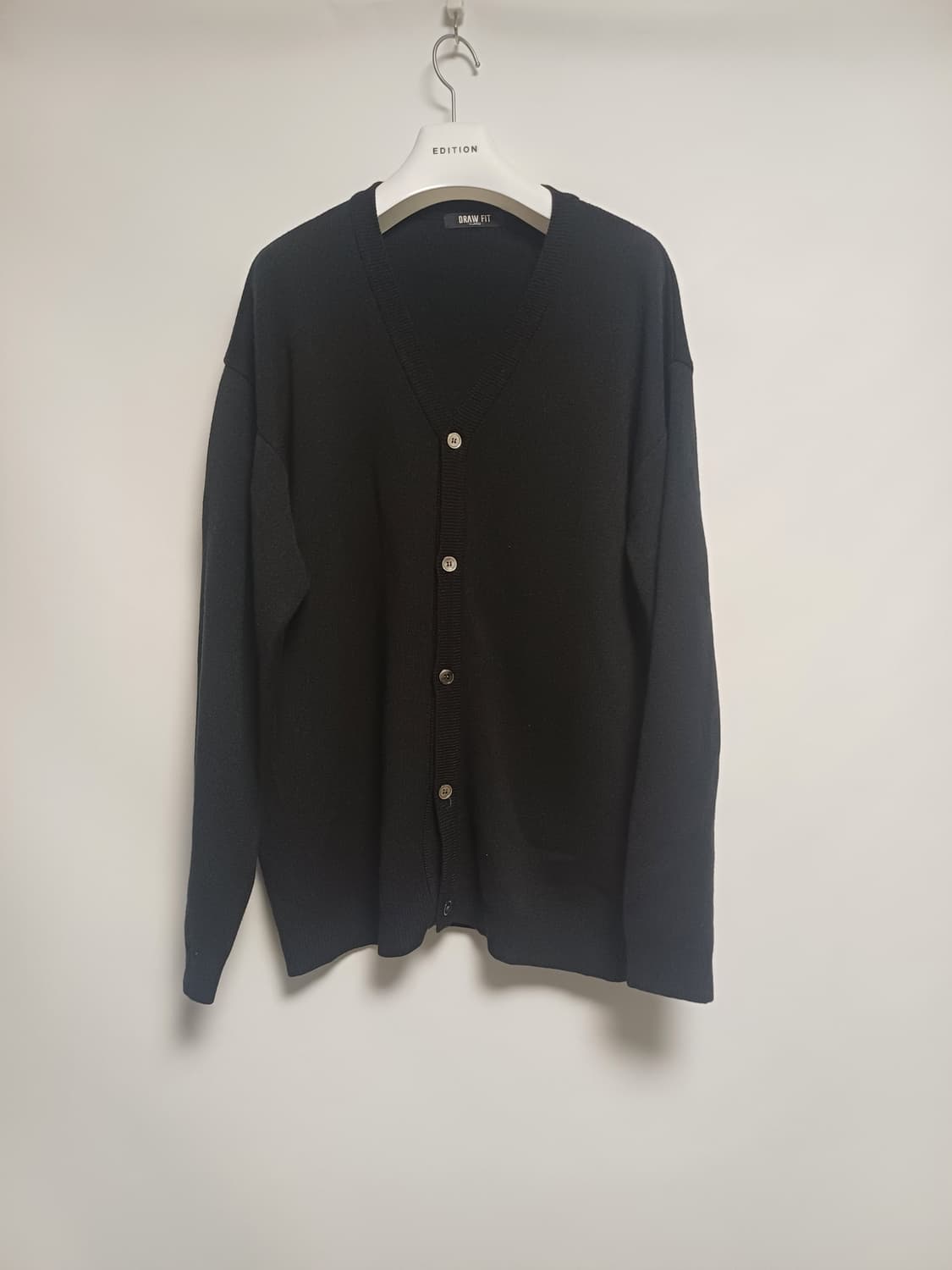 드로우핏 캐시나일론 블렌드 세미오버 가디건 (블랙) 상품이미지2