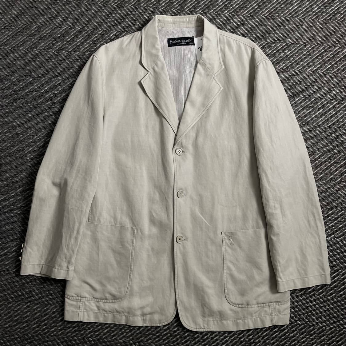 90s 입생로랑 자수로고 아카이브 치노 블레이저 자켓o 4185 상품이미지1