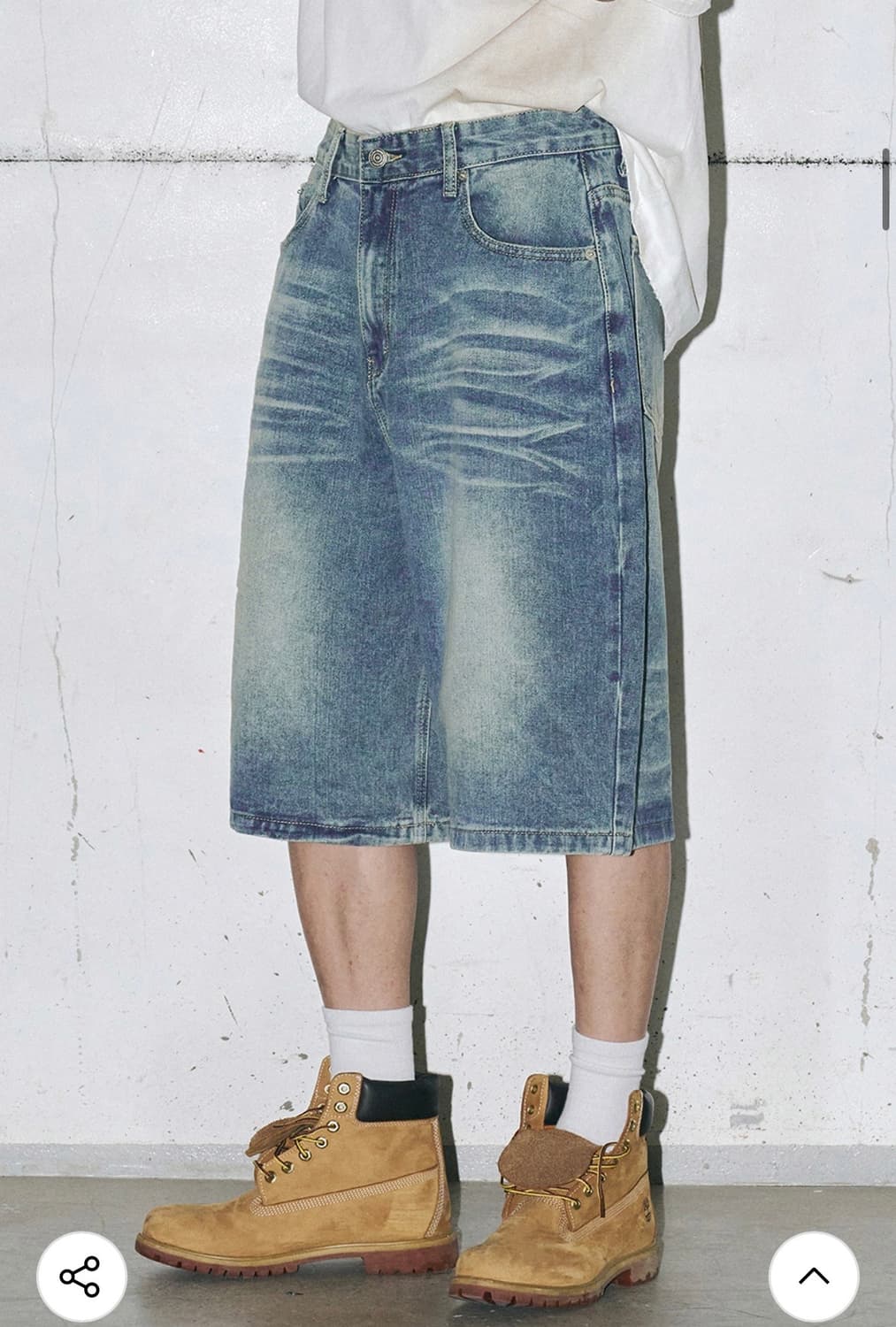 [택 제거 새상품] 어널러코드 페이드 버뮤다 데님 팬츠 (미디엄 블루,  상품이미지7